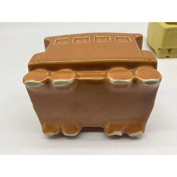 Shawnee Vintage 4 Piece Pottery S.R.R. Train Engine and Cars Planter Set MCM - Picture 14 of 16
